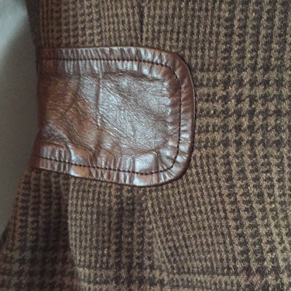 Mackage brown plaid wool w leather accents SP - Picture 4 of 5